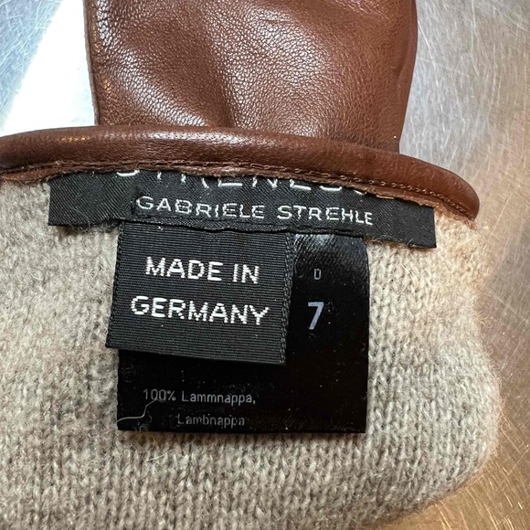 Gabriele Strehle Brown Leather Dress Womens Size 7 Gloves - Picture 5 of 7